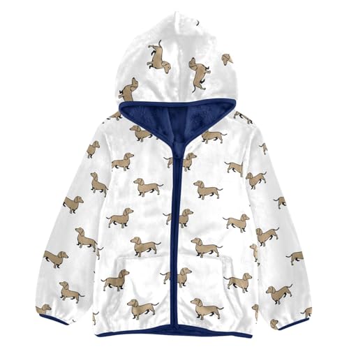 Dachshund Dog Toddler Fleece Jacket Baby Boys Hooded Zipper Long Sleeve Thick Warm Outerwear 3-10 Years