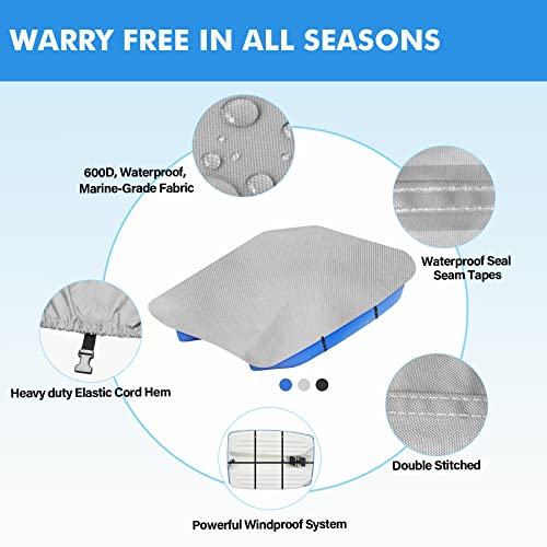 Yimsting Pedal Boat Cover, 600D Waterproof Heavy Duty Paddle Boat Cover With 3Pcs Windproof Buckle Straps, Fits Outdoor 3 Or 5 Person Pedal Boat, Marine Grade Canvas, Gray #TOP5