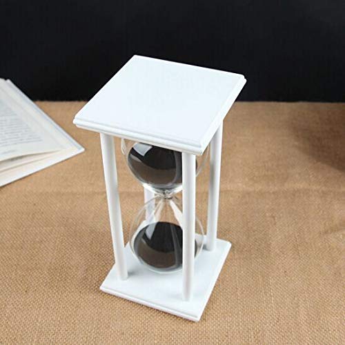Hourglass Timer For 60 Minutes Sandglass Timer For Kitchen Living Room Home Office Desk Bedroom Party Festival Coffee Table Book Shelf School Game Sand Timer Clock (White Frame Black Sand) #TOP4