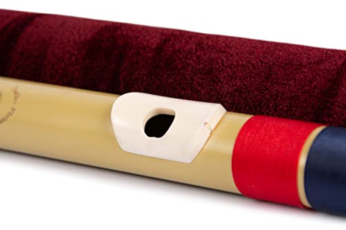 Image of Radhe Flutes PVC Fiber Bass G With Velvet Cover (Beige Flute With Dark Blue & Red Threads)