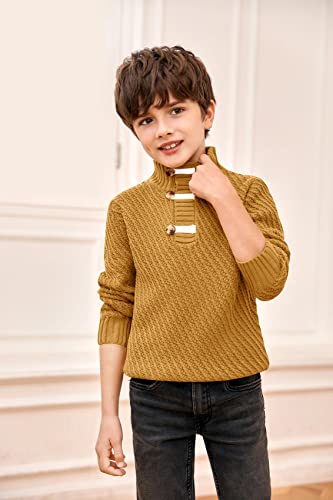 Makkrom Toddler Sweater Baby Boy Girl Turtleneck Cable Knit Sweaters Long Sleeve Christmas Outwear Spring Fall Winter Brown #TOP2
