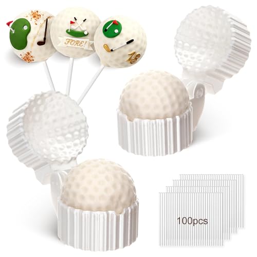 Yiyiring 2 Pcs Golf Ball Cake Pop Mold With 100 Pcs Sticks, Golf Balls Mold For Sports Ball Theme Cake Decoration, Candy, Cupcake Decorations, Baking Tools Accessories For Home Baking, Birthday Party