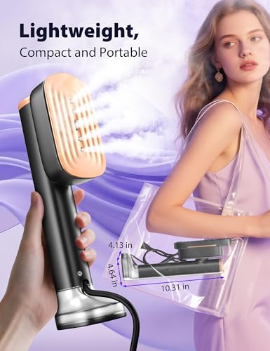 Image of Travel Steamer for Clothes with 180 ml Water Tanks,15s Fast Heat-up,24 g /min Strong Steam Performance, Portable Garment Steamer with Touch Control, LED Display, Steam Iron Black