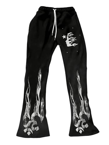 Men's Y2K Flared Sweatpants Letter Graphic Drawstring Waist Joggers Drippy Pants