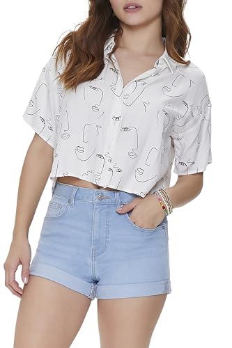 Forever 21 Curvy Rolled Cuff Shorts, Denim Chiaro, 29W Donna
