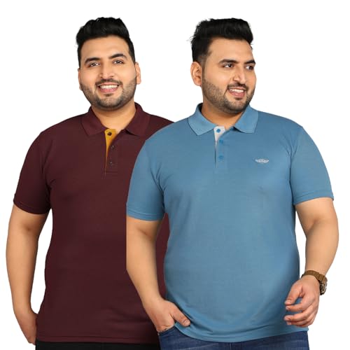 Image of INKKR Plus Size Men's Regular Fit Solid Polo Tshirt