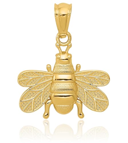 IceCarats 14K Solid Yellow Gold Queen Bumble Bee Necklace Honeybee Pendant Beekeeper Charm3