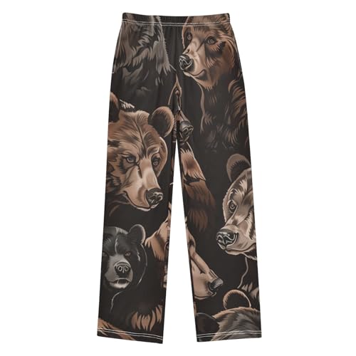 ZZXXB Brown Bear Boys Long Pants Soft Trousers Elastic Waist Kids Lounge Bottoms with Pockets S-XL