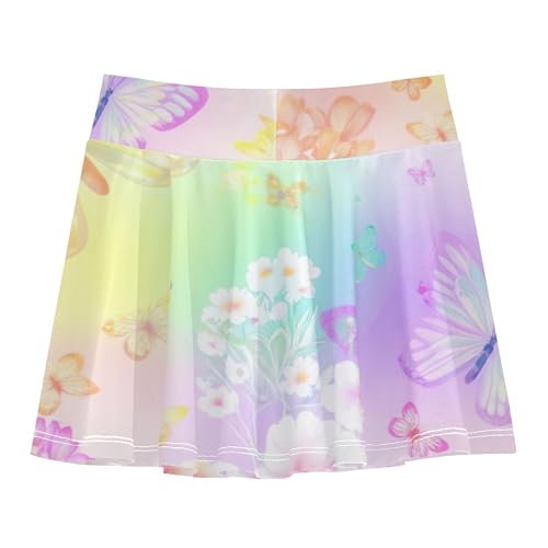 Joisal Butterflies Colorful Flowers Kids Tennis Skirts Colored Athletic Shorts Girls Skorts Girl Skort 4t2