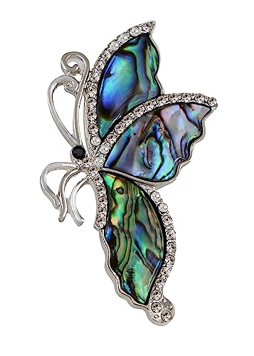Image of Alilang Abalone Shell Butterfly Insect Brooch Lapel Pins Pendant Scarf Shawl Accessories Wedding Party