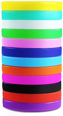Etmact 12pcs Blank Silicone Wristbands, Soft and Comfortable Rubber Bracelets, Assorted Colors