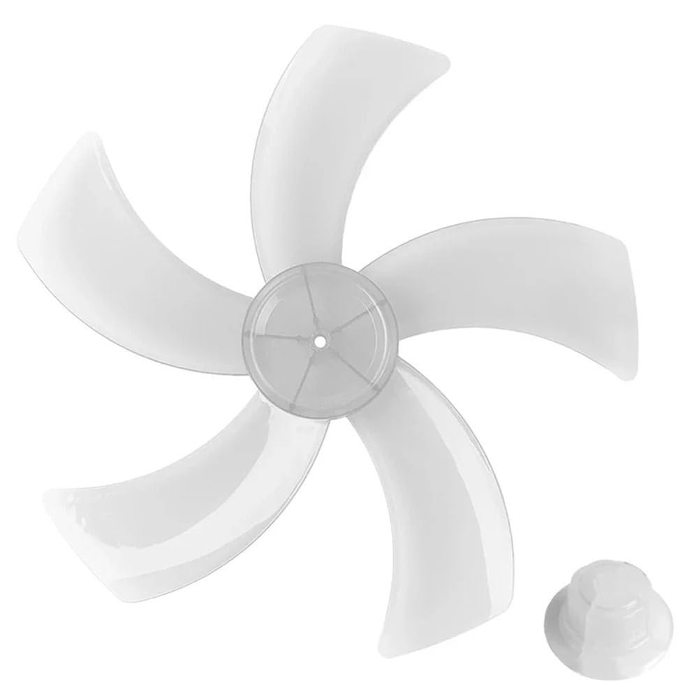 CTRLZS Plastic Fan Blade 12 Inch 5 Pieces with Nut Cover for Standing Pedestal Fan Leaves Table Fanner General Accessories White