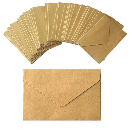XINGSUI 80 Pcs 14.13 * 2.75 Inches Mini Kraft Envelopes,Small Coloured Envelope, Minimalist Flap Gift Envelopes