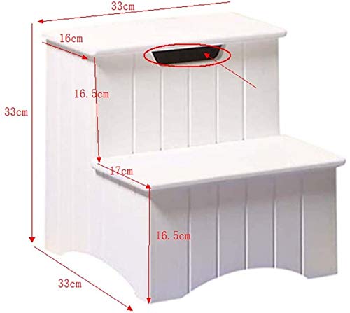 Taburete de madera maciza con dos escalones estables para decoración de interiores 4