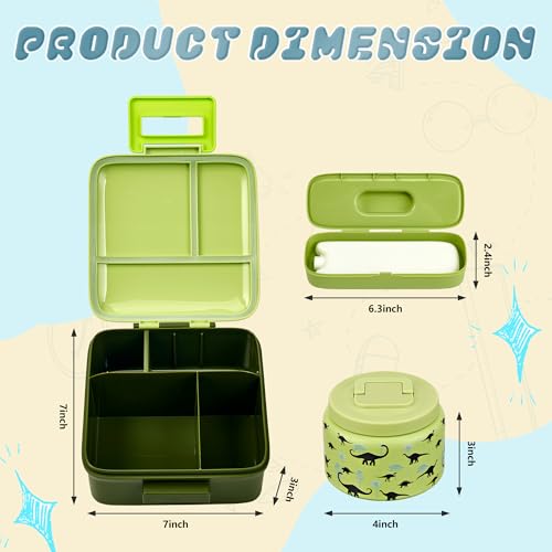 Image of Bento Lunch Box for Kids with 8oz Soup Thermo Leak-Proof Lunch Food Containers with Snack Sauce Container for Kid Girls Boys to School