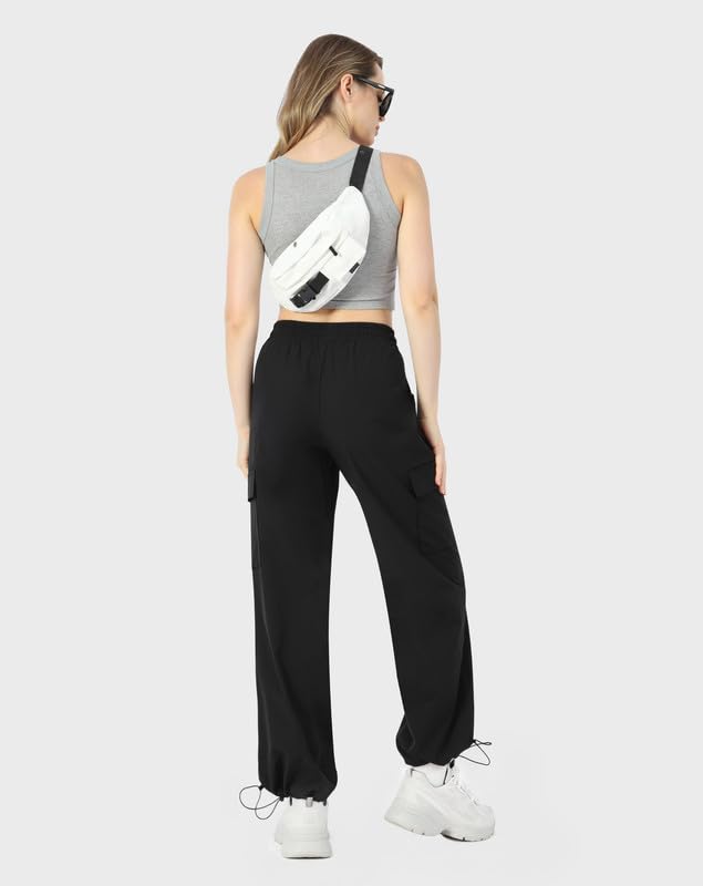 keriffe Baggy Cargo Pants Women Parachute Hiking Wide Leg Pants with 4 Pockets Y2K Clothes Casual Travel — view 3