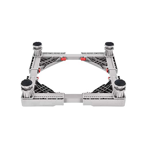 Soporte universal a prueba de golpes para refrigerador, soporte de rodillo ajustable para nevera, lavadora, aire acondicionado y secadora, bandeja de suelo resistente, 4/8/12 pies (gris, 8 pies)