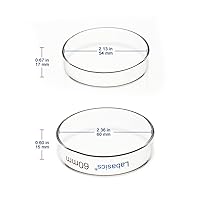 Vista 2 de Labasics Platos de Petri de vidrio, 10 unidades, 2.362 x 0.591 in autoclave vidrio borosilicato placas de cultivo celular placas Petri con tapa