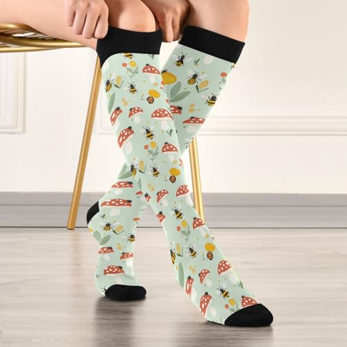 Image of Wusikd Halloween Black Cat Compression Socks for Women and Men Circulation Pumpkin Long Socks for Athletic Running 1