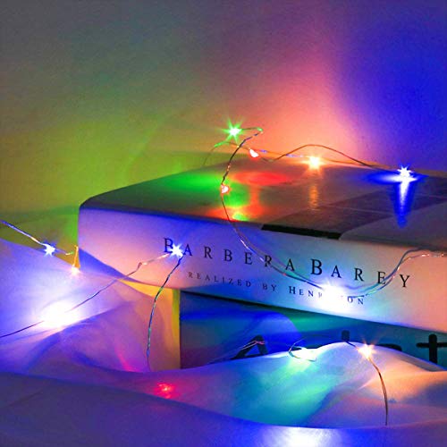 Ariceleo Led Fairy Lights Battery Operated, 1 Pack Mini Battery Powered Copper Wire Starry String Lights for Bedroom, Christmas, Parties, Wedding, Centerpiece, Decoration (5m/16ft Multi-Colored)