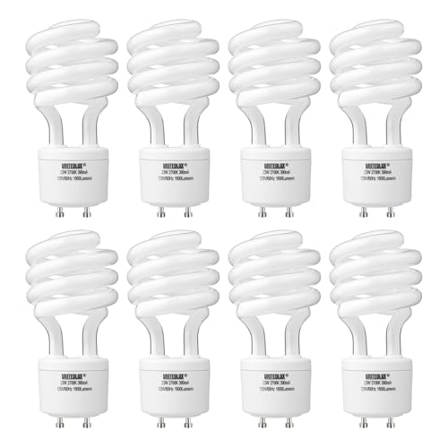 Image of 23Watt T2 Spiral CFL GU24 2 Prong Light Bulb Base 2700K 1600lm 120v 60Hz Light Bulb- Mini Twist Lock Spiral -Self Ballasted Compact Fluorescent Soft White (23W Pack of 8)