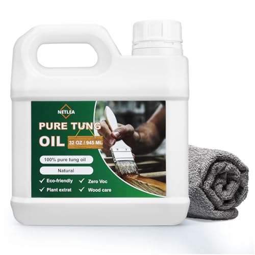 Netlea 32OZ 100% Pure Tung Oil for Wood–Food Safe Wood Oil for Indoor &...