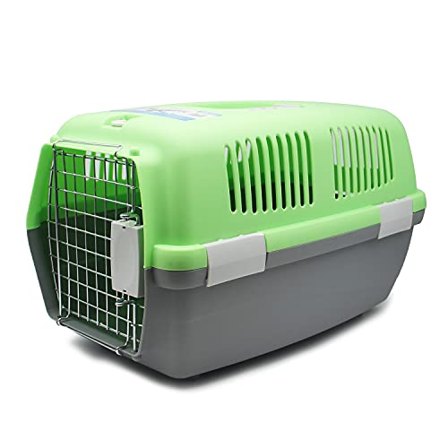 BPS Transportín Rígido Plástico para Perros y Gatos Animales Domésticos Mascota Caja de Transporte IATA 3 Tamaños Elegir (Rosado, L: 60 x 39 x 35 cm)