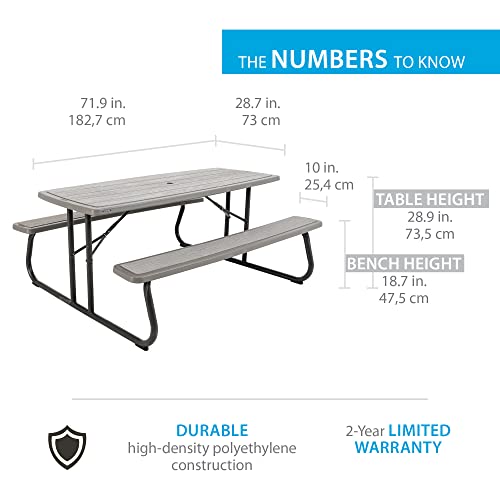 Lifetime Folding Picnic Table, 6-Foot, Gray #TOP1