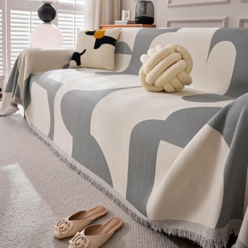 Manta de chenilla antideslizante extragrande de 180 x 230 cm, funda para sofá y cama, acogedora manta negra para sala de estar y dormitorio, se adapta a sofás de 1/2/3/4 plazas