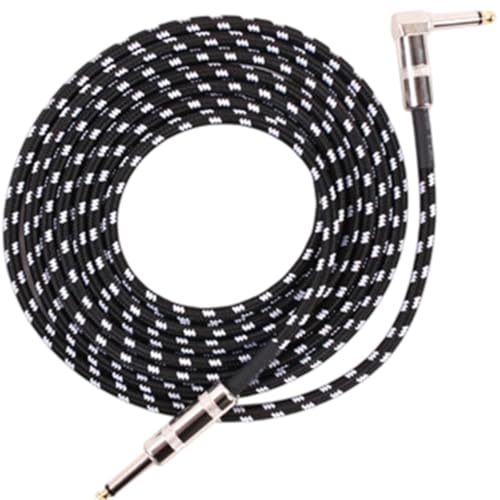 Cable de guitarra de 6,35mm negro de 0,5m con conector en codo reductor de ruido