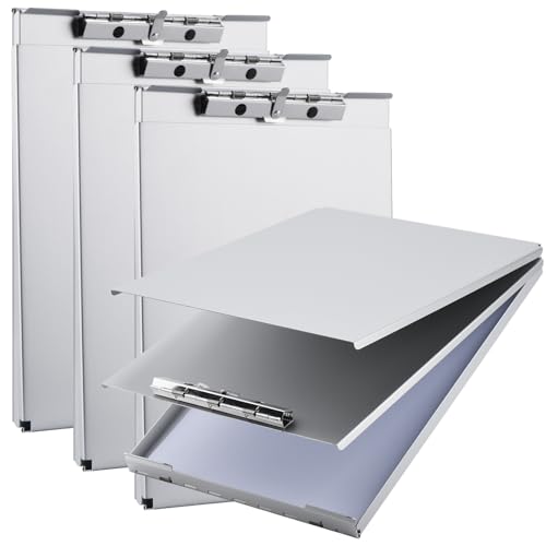 ZCZN Recycled Aluminum Storage Clipboard, Clipboard Box Set of 4, Form Holder, Suitable for School, Office, Jobsite or Medical Staff, Silver