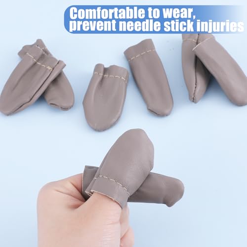 4 pares de agulhas feltragem tricô protetor de dedo de couro protetor de dedo bordado crochê proteto