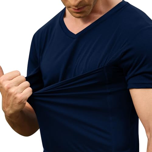 Mens Baby Carrier Shirt V Neck Short Sleeve T-Shirts for Men Skin to Skin T-Shirt with Pocket4