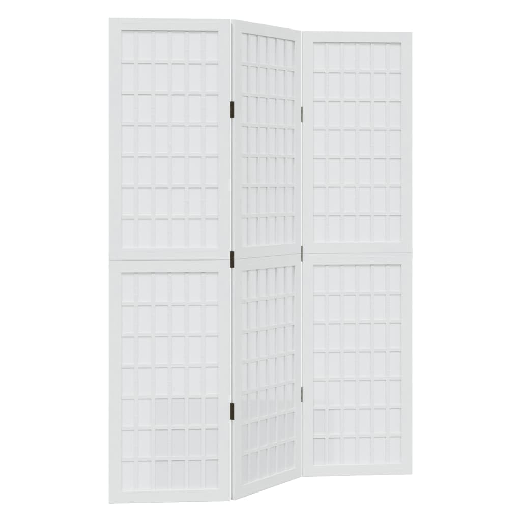vidaXL Room Divider, Privacy Screen for Indoor Home Bedroom Living Room, Screen Privacy Panel with 3 Panels, Modern Style, White Solid Wood Paulownia