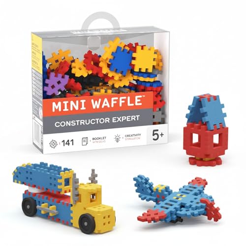 Marioinex Mini Waffle Constructor Expert 141 Elemente - Bausteine Kinder - Steckbausteine Kinder - Waffelblöcke Bausteine - Sensorik Spielzeug - Konstruktionsspielzeug - Stecksteine Kinder