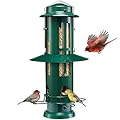 Kingsyard Squirrel Proof Bird Feeder with Removable Base, All Metal, Tube Bird Feeders for Outdoors Hanging, Easy to Clean & Refill, Dark Green
