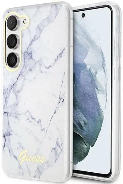 GUESS GUHCS23MPCUMAH Coque Rigide pour S23+ S916 Blanc marbre