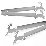 Geiserailie Grillzange Motiv Hirsch Edelstahl Bratwurstzange für Jagd Jäger Jägerin Weihnachten Männergeschenk Jagdgeschenk Jäger Geschenk, Spülmaschinengeeignet, Silber