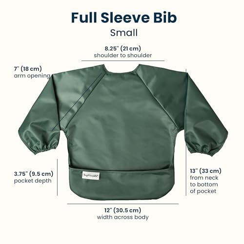 Image of Tiny Twinkle Long Sleeve Bib for Babies & Toddlers | 2-Pack Waterproof Smock Bib for Eating | Machine Washable & Mess-Proof Feeding Essentials | Newborn Shower Gift (Slate Olive,2-4Y)