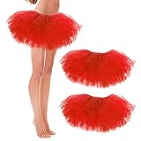 3 Pack Women Teens Adult Tutu Skirt, 5 Layers Puffy Classic Tulle Tutus Skirts for Women Ballet Run Party Halloween Costume Red