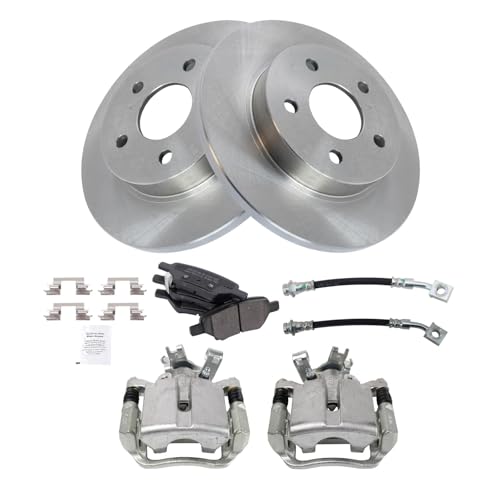 Image of TRQ Rear Brake Pad & Rotor Kit Semi-Metallic Compatible with 2005-2008 Chevrolet Cobalt 2008-2010 HHR 2007-2009 Pontiac G5 2004-2007 Saturn Ion
