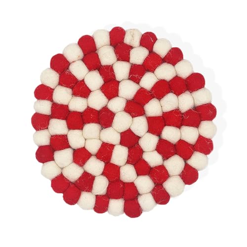 Dessous de plat rond en feutre - Résistant à la chaleur - 20 cm - Boule de feutre - Dessous de plat coloré fait à la main - Pour tasses, poêles, assiettes