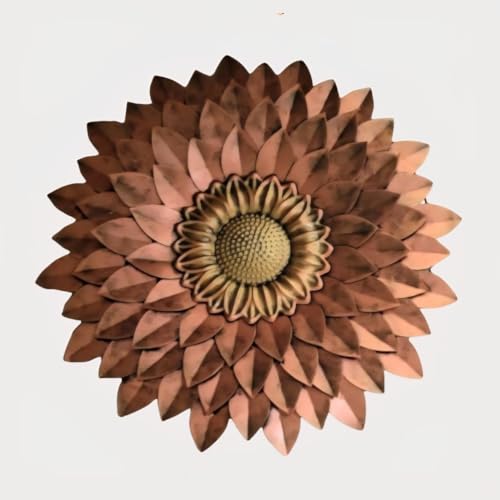 Image of SETHI AESTHETIC Metal Designer Flower Wall Decor - Size 21 X 21 inch (Copper Brown)