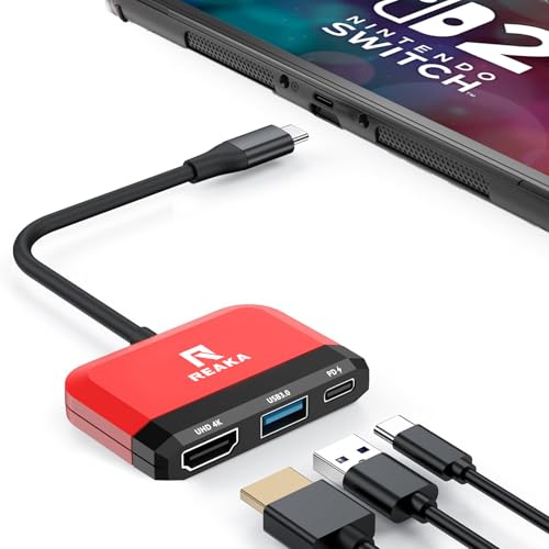 Image of RREAKA Switch 2 Dock, Portable TV Docking Station with 4K HDMI /USB 3.0 Port /PD 100W, Mini Gaming Dock for Switch 2 /1 /OLED 4K Video Output