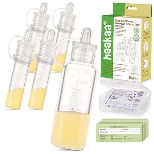 Image of haakaa Colostrum Collector Syringes Set Colostrum Syringes with Cap Syringes for Breastmilk Syringes for Liquid Breast Milk Collector, Include a Cotton Wipe and Storage Case (20mlx1pc+4mlx4pcs)