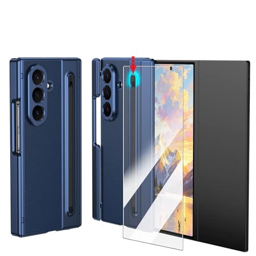 HOULEE for Samsung Galaxy Z Trifold Case with Built-in Screen Protector & Hinge Protection and S Pen, Premium Leather All-Inclusive Protective Phone Cover for Galaxy Z Trifold- Blue