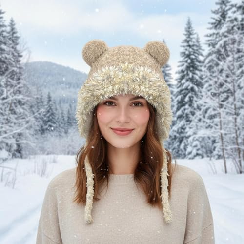 Chapeau d'ours duveteux : le cache-oreilles chaud contre le vent d'hiver