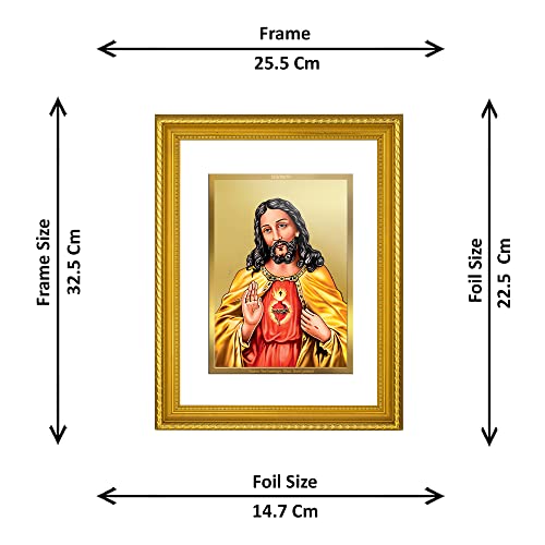 Image of Diviniti Jesus Gold Plated Wall Photo Frame, Table Decor| DG Frame 056 Size 3 and 24K Gold Plated Foil| Religious Photo Frame Idol For Prayer, Gifts Items (32.5 CM X 25.5 CM)