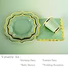 PHUNAT Set da tavola vintage per 30 ospiti, colore: verde salvia con piatti di carta, tovaglioli e bicchieri in lamina d'oro, stoviglie di carta in stile britannico classico per giardino, tè #4