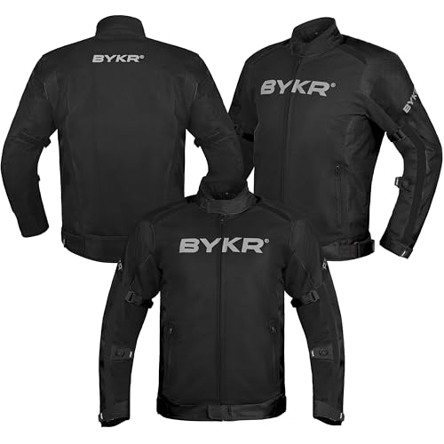Bykr Mesh Motorcycle Jacket For Men Dual Sports Adventure Breathable Air Racing Bikers Riding Powersports Protective Motorbike Jackets Enduro Ce Armored Black Large thumb #6